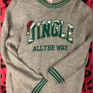 Gray and Green Jingle Sweater